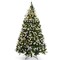 Costway 6ft\7.5ft\9ft Pre-lit Snowy Christmas Tree 818\1398\2058 Tips w/ Pine Cones & Red Berries